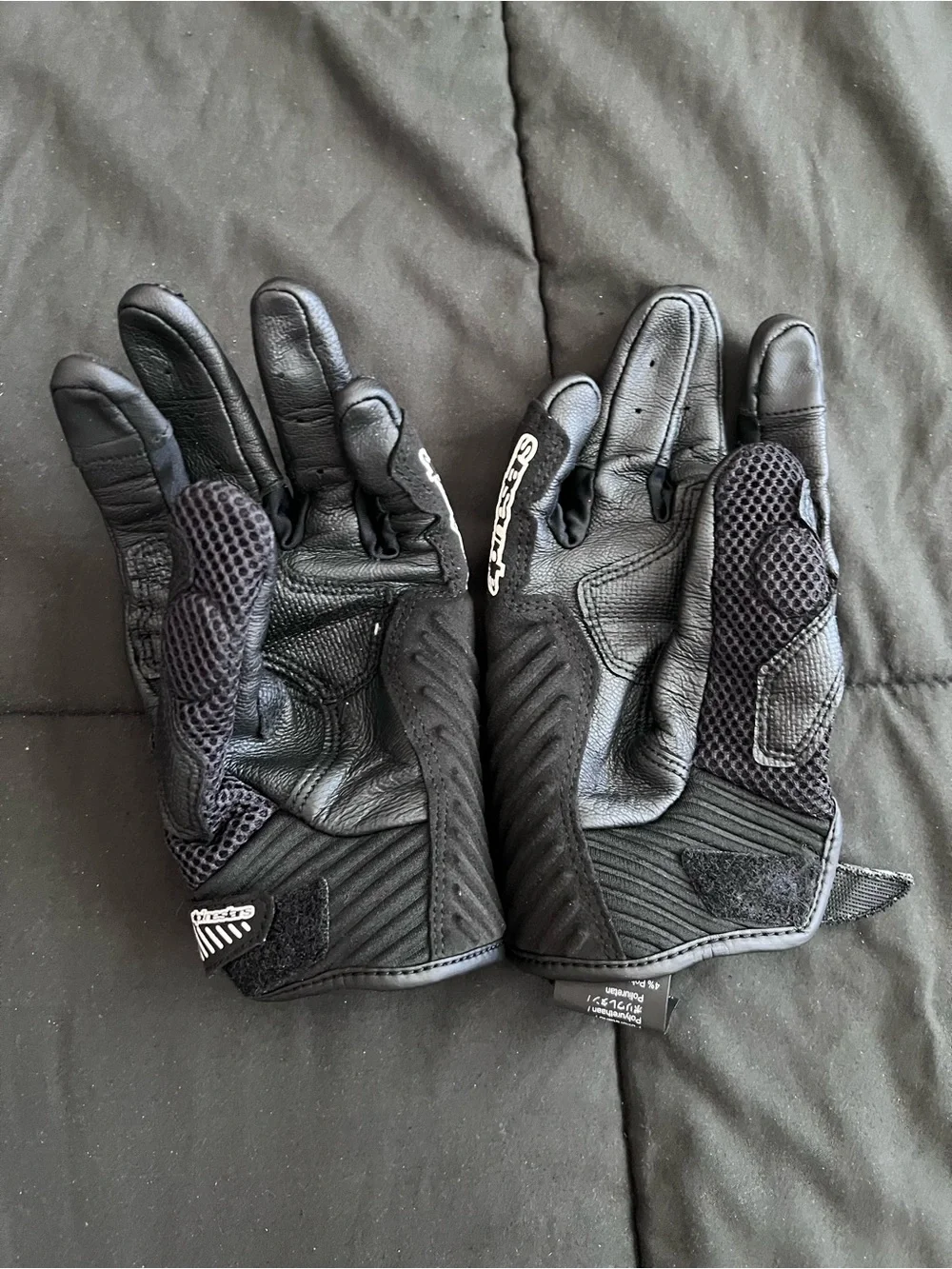 Alpinestars Black Motorcycle Gloves with Carbon-Style Knuckles